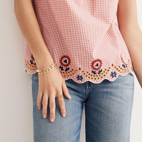 Madewell Embroidered Gingham Tank Top - Picture 3 of 8